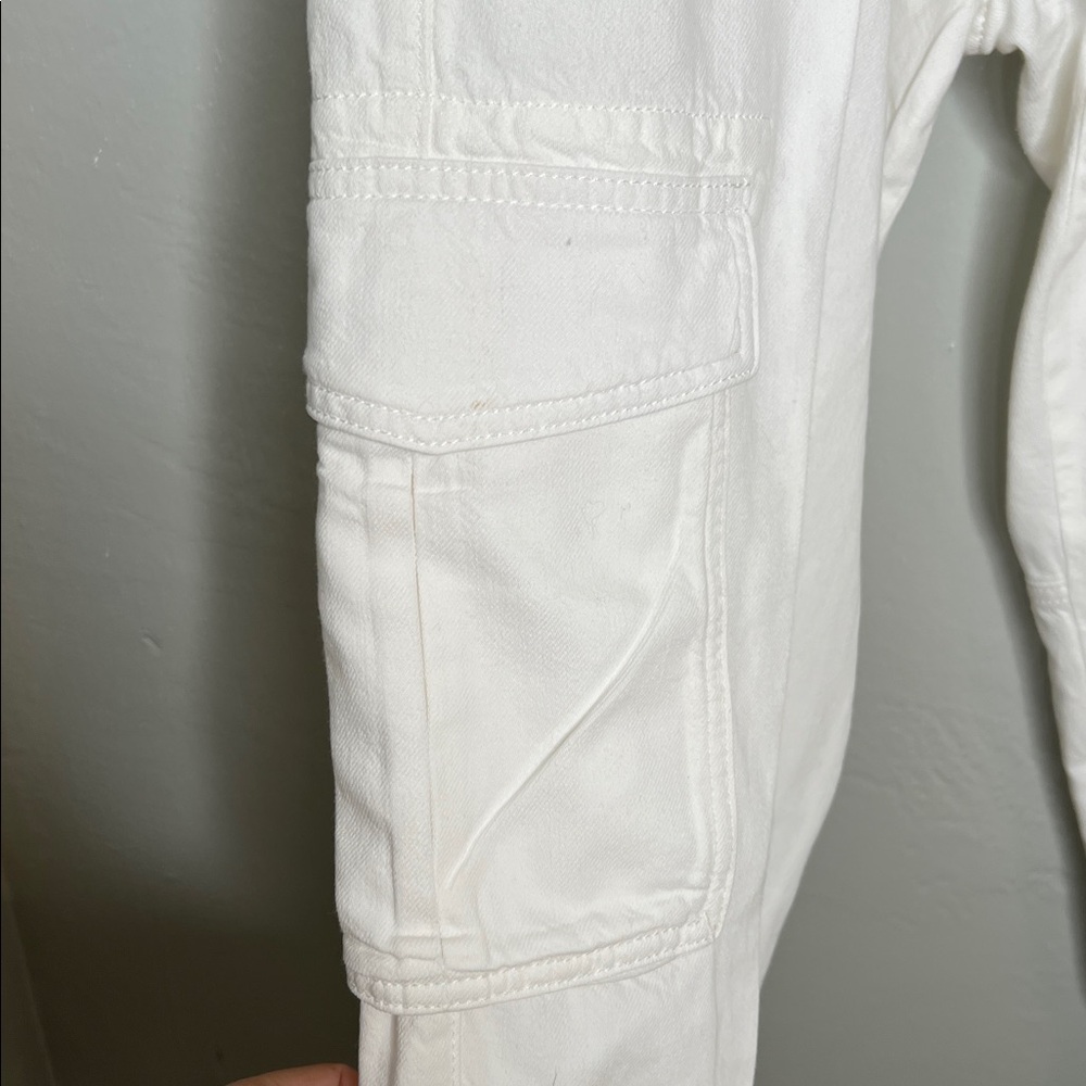 AllSaints Frieda Denim Cargo Trousers Pants Joggers Off White Slouchy Baggy SZ12 - Picture 4 of 6